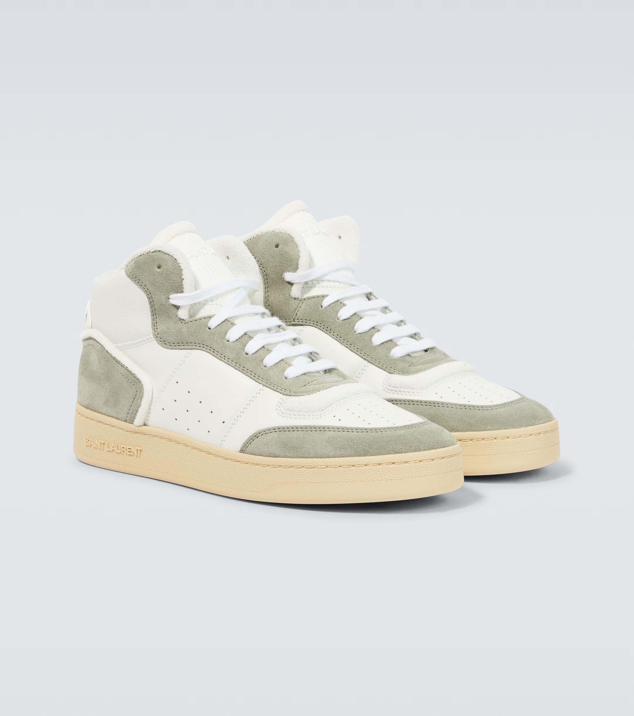 Saint Laurent Paris o1b1hav110824 SL/80 Suede Hi-Top Sneakers in Multicolor Size US 7 / IT 37 - 4 Thumbnail