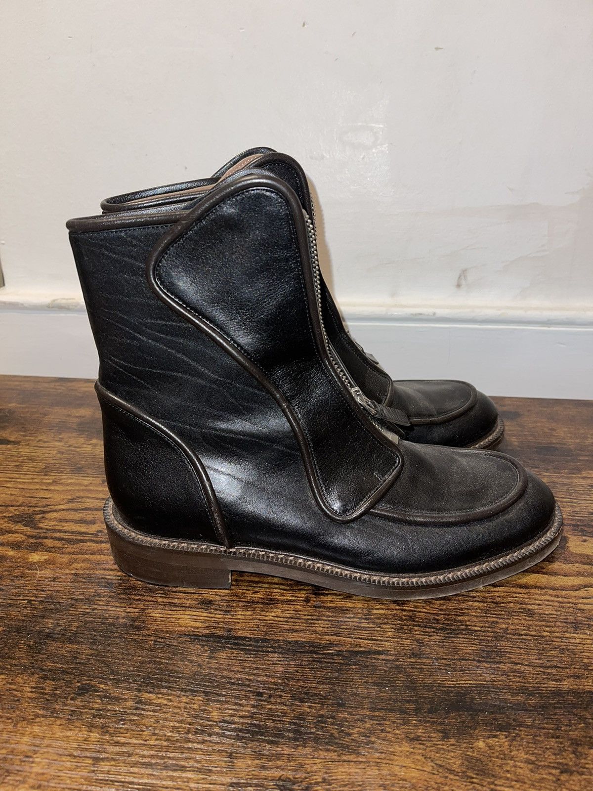 Marni MARNI zip-up Black Flat Leather Boots Size US 7.5 / IT 37.5 - 5 Thumbnail
