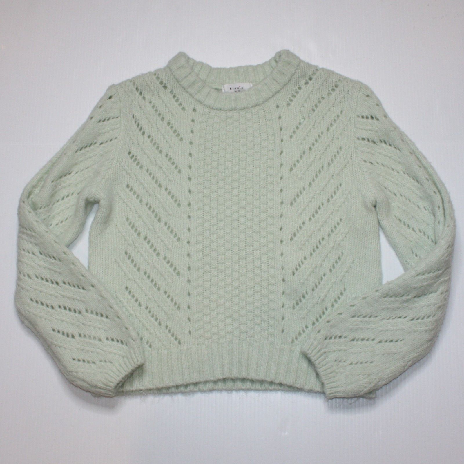 Other Elodie Pointelle Knit Pullover Sweater Top in Pale Green Size XS / US 0-2 / IT 36-38 - 2 Thumbnail