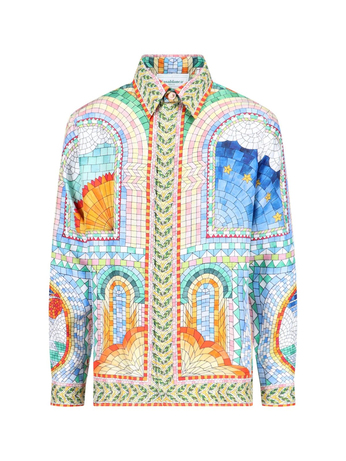 image of Casablanca Os11X0124 Mosaic De Damas-Printed Shirts In Multicolor, Men's (Size Medium)