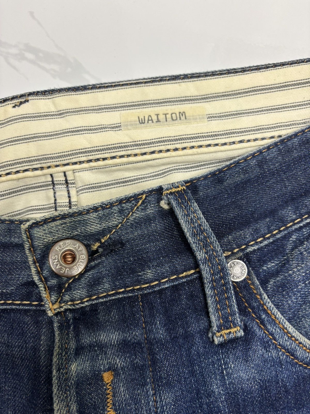 If Six Was Nine Vintage Distressed Denim Replay Selvedge Ripped Jeans Size US 35 - 11 Thumbnail