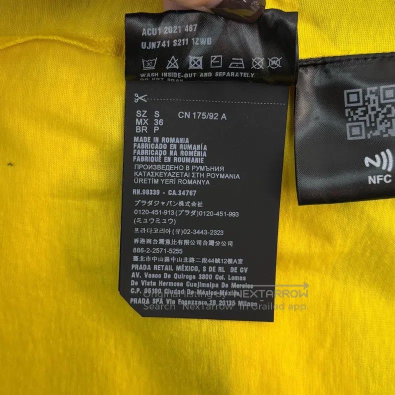 Prada Prada Yellow and black printed woollen triangle short slee Size US S / EU 44-46 / 1 - 6 Thumbnail