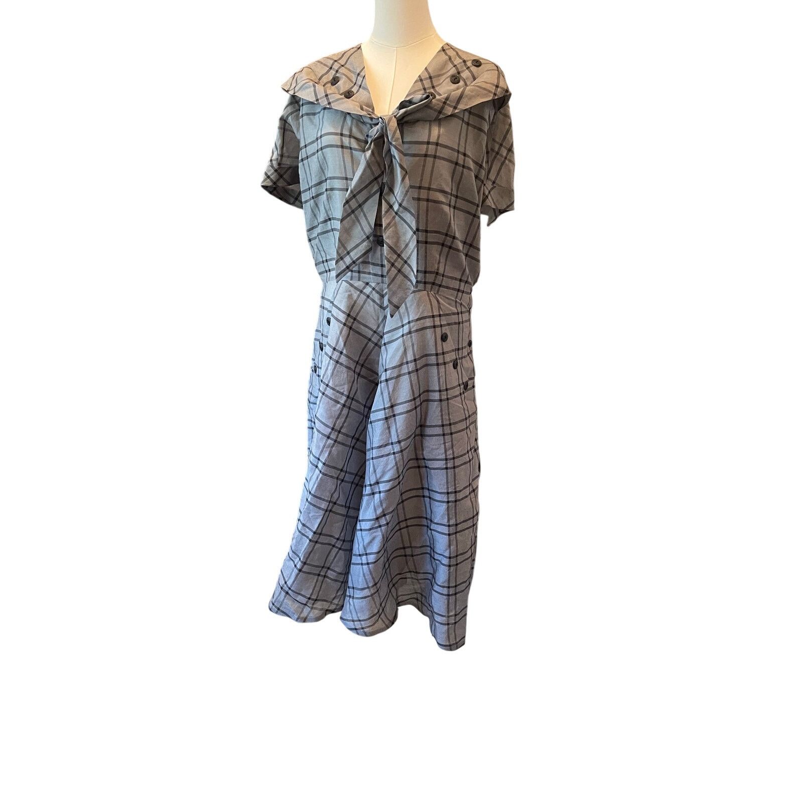 Maison Margiela Maison Margiela Plaid/Velvet Midi Dress, Size 40 NWT Size S / US 4 / IT 40 - 4 Thumbnail
