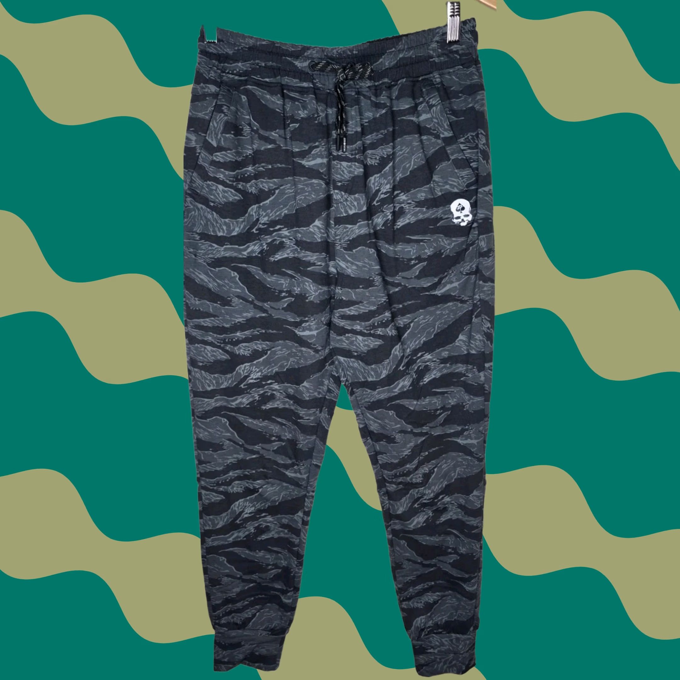Zero Foxtrot Pants Mens S Gray Camo Joggers Fleece Sweatpants Gym Lounge Comfy Pt New in Black, Men's (Size 29)