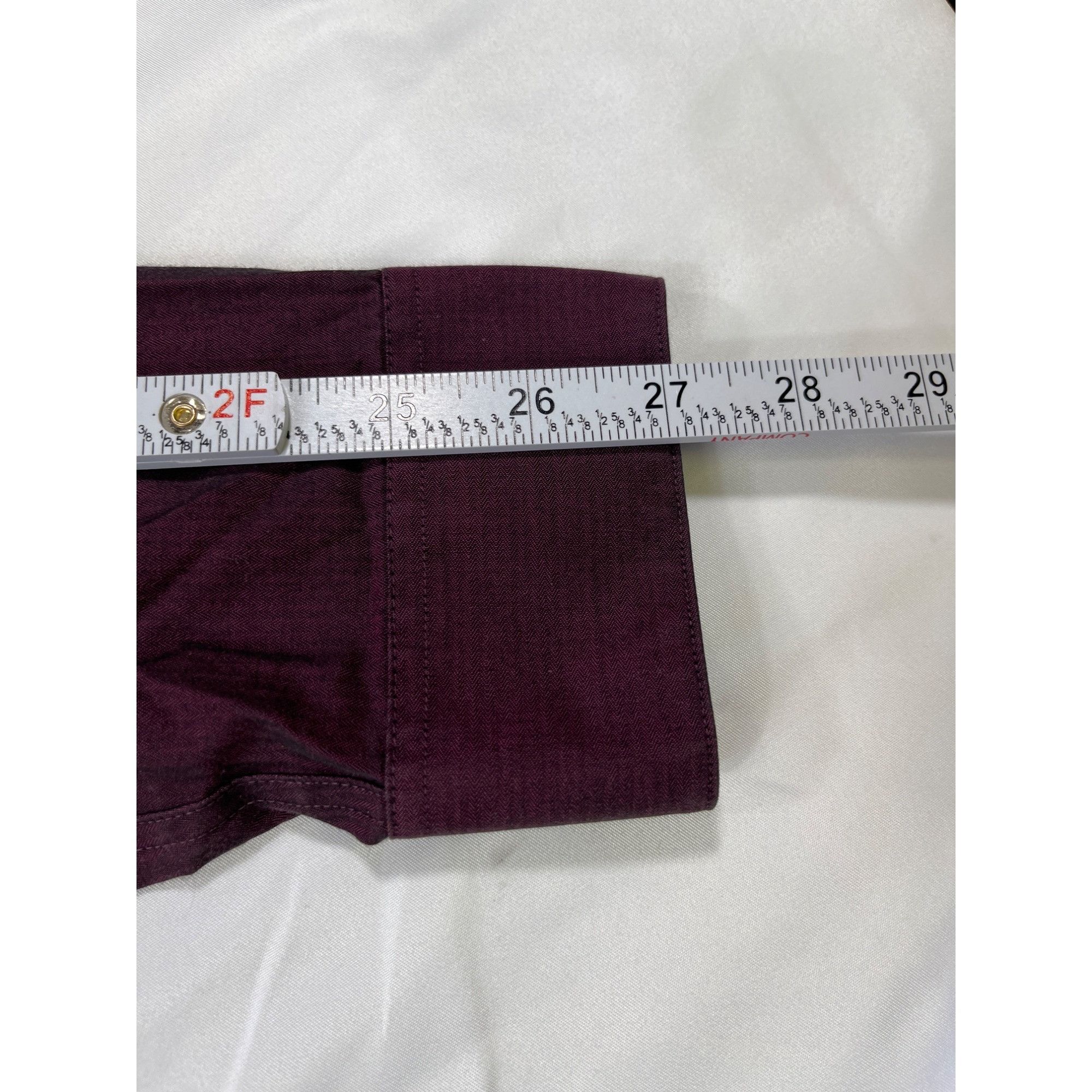 Calvin Klein Calvin Klein SKU 7661 Mens Burgundy Long Sleeve Button Up Sh Size US XL / EU 56 / 4 - 9 Thumbnail