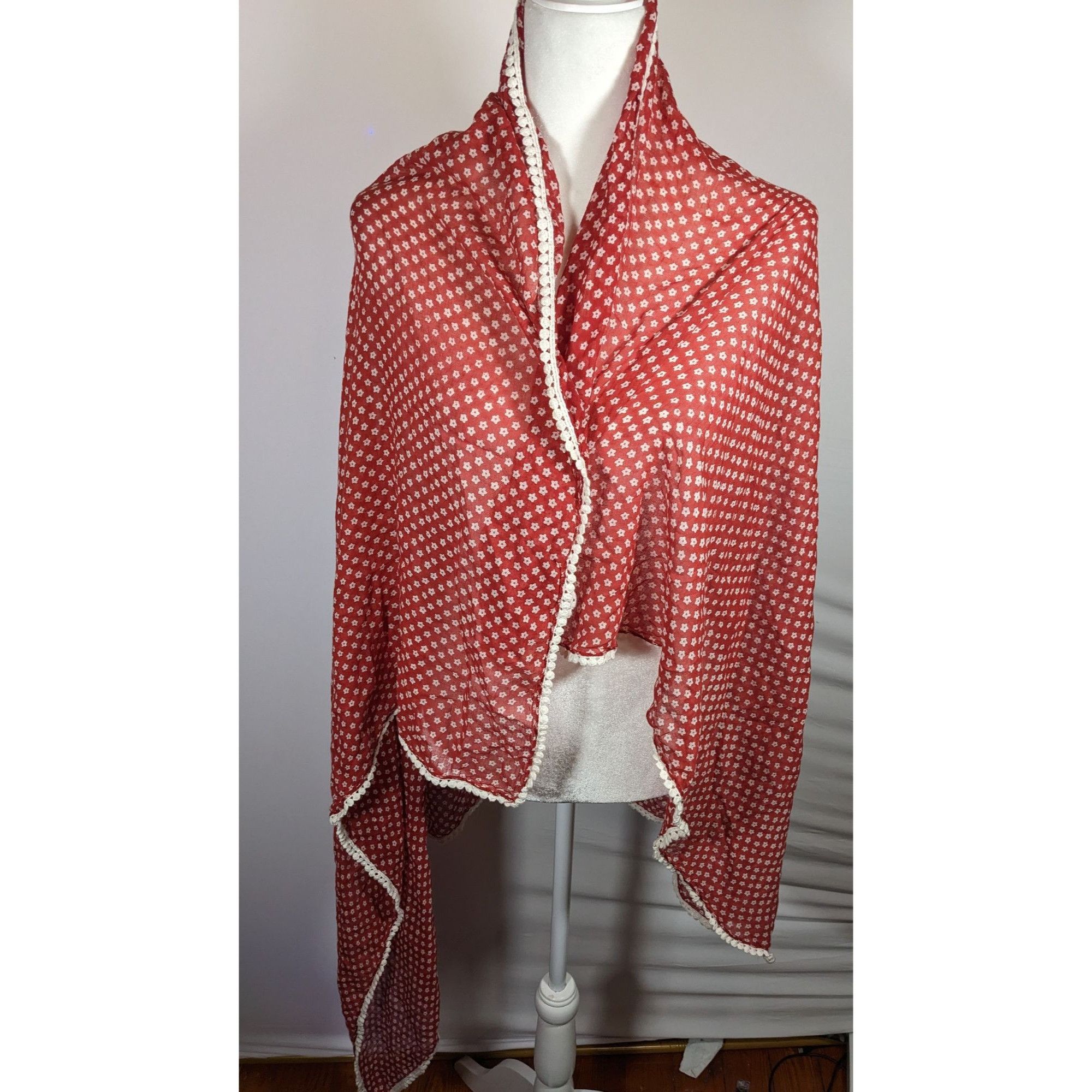 Other Rustic Cottagecore Floral Print Red And White Start With Cro Size ONE SIZE - 8 Thumbnail