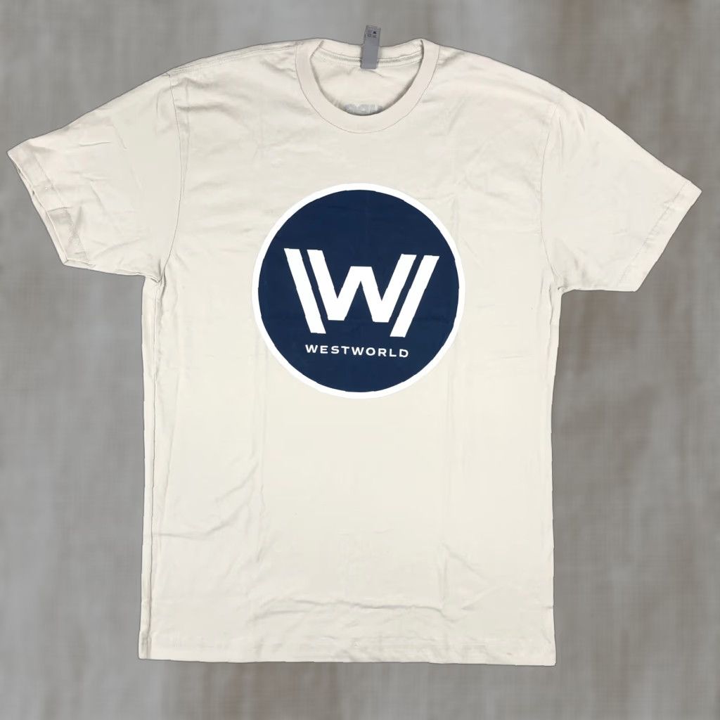 Next Level WESTWORLD Shirt Men Medium Gray Blue Tee Spell Out Big Logo HBO TV Show Promo Size US M / EU 48-50 / 2 - 1 Thumbnail