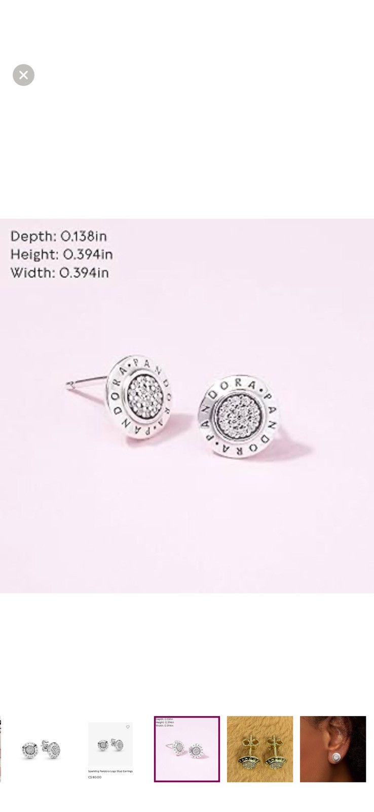 pandora Pandora Sparkling Logo Stud Earrings Size ONE SIZE - 5 Thumbnail