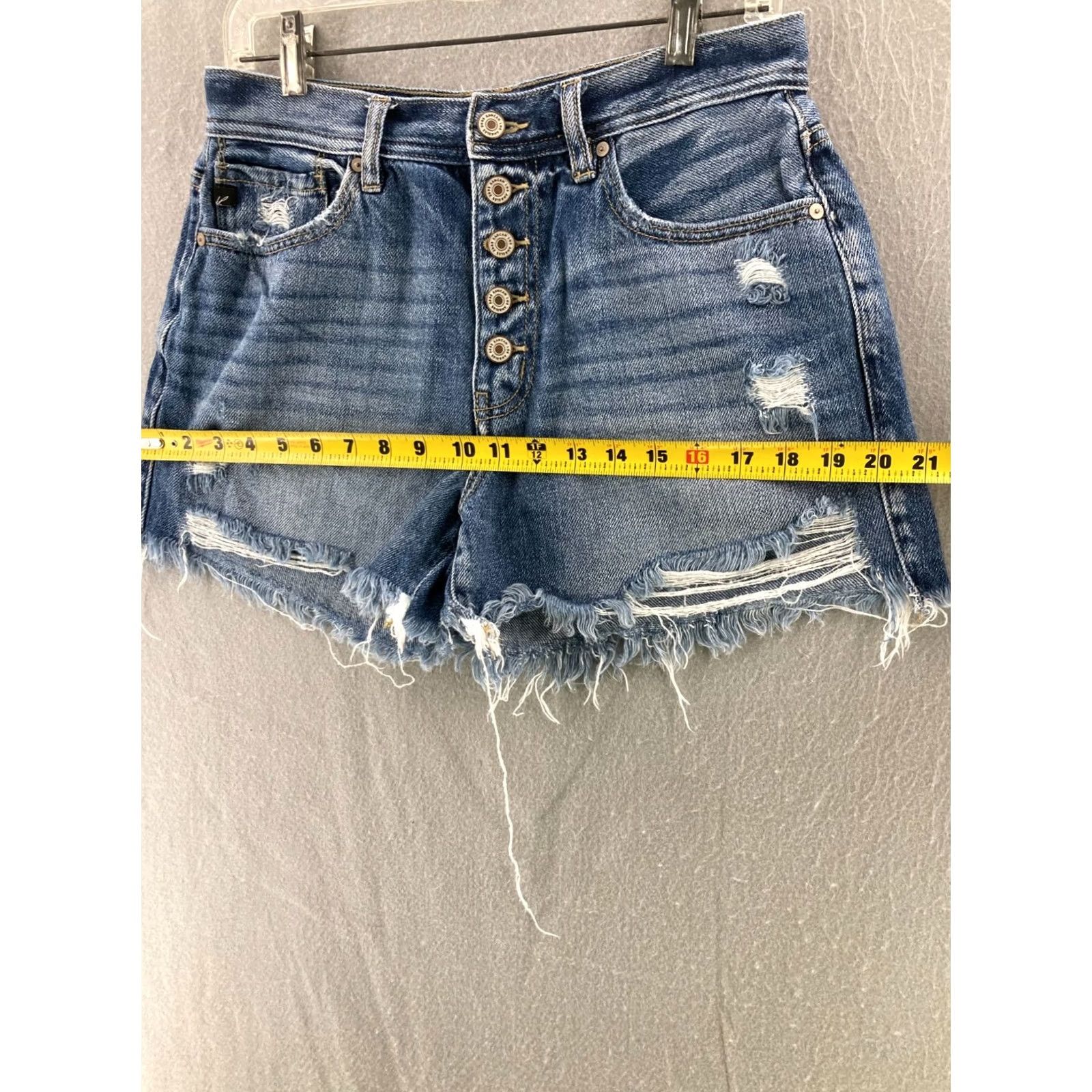 Denime Kancun Denim Shorts Womens L Blue 5-Pocket Regular Mid Rise Distressed Denim Shorts Size 36" / US 14 / IT 50 - 3 Thumbnail