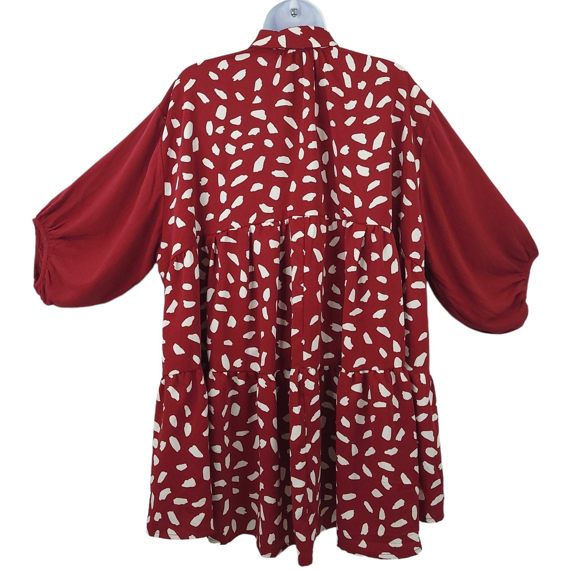 Other Umgee Burgundy Babydoll Tunic Top L Dalmatian Print Collar Size L / US 10 / IT 46 - 2 Thumbnail