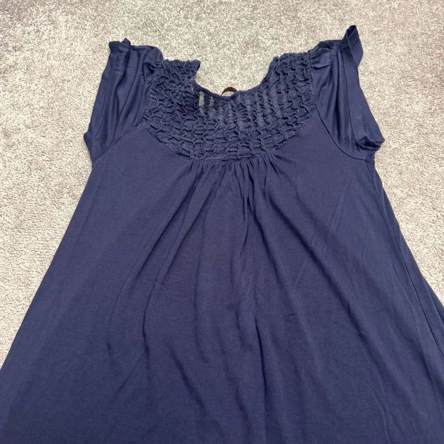 Juicy Couture Juicy Couture Dress Womens Medium Navy Blue Smocked Knit Flutter Sleeve A-Line Size M / US 6-8 / IT 42-44 - 3 Thumbnail