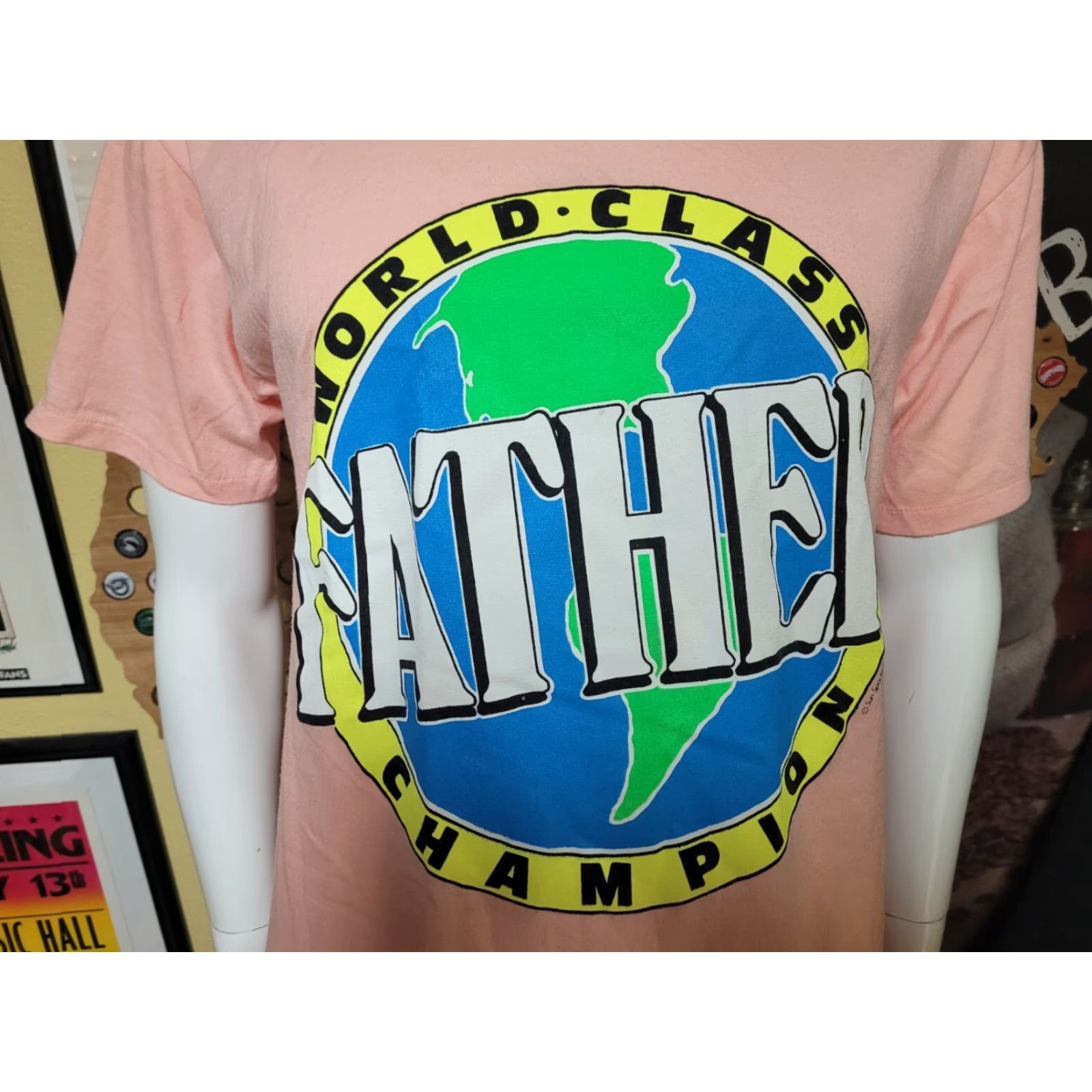 Vintage VTG 80s World Class Champion Father T Shirt XL Beige Sun Short Sleeve Graphic Tee Mens Size US XL / EU 56 / 4 - 2 Thumbnail