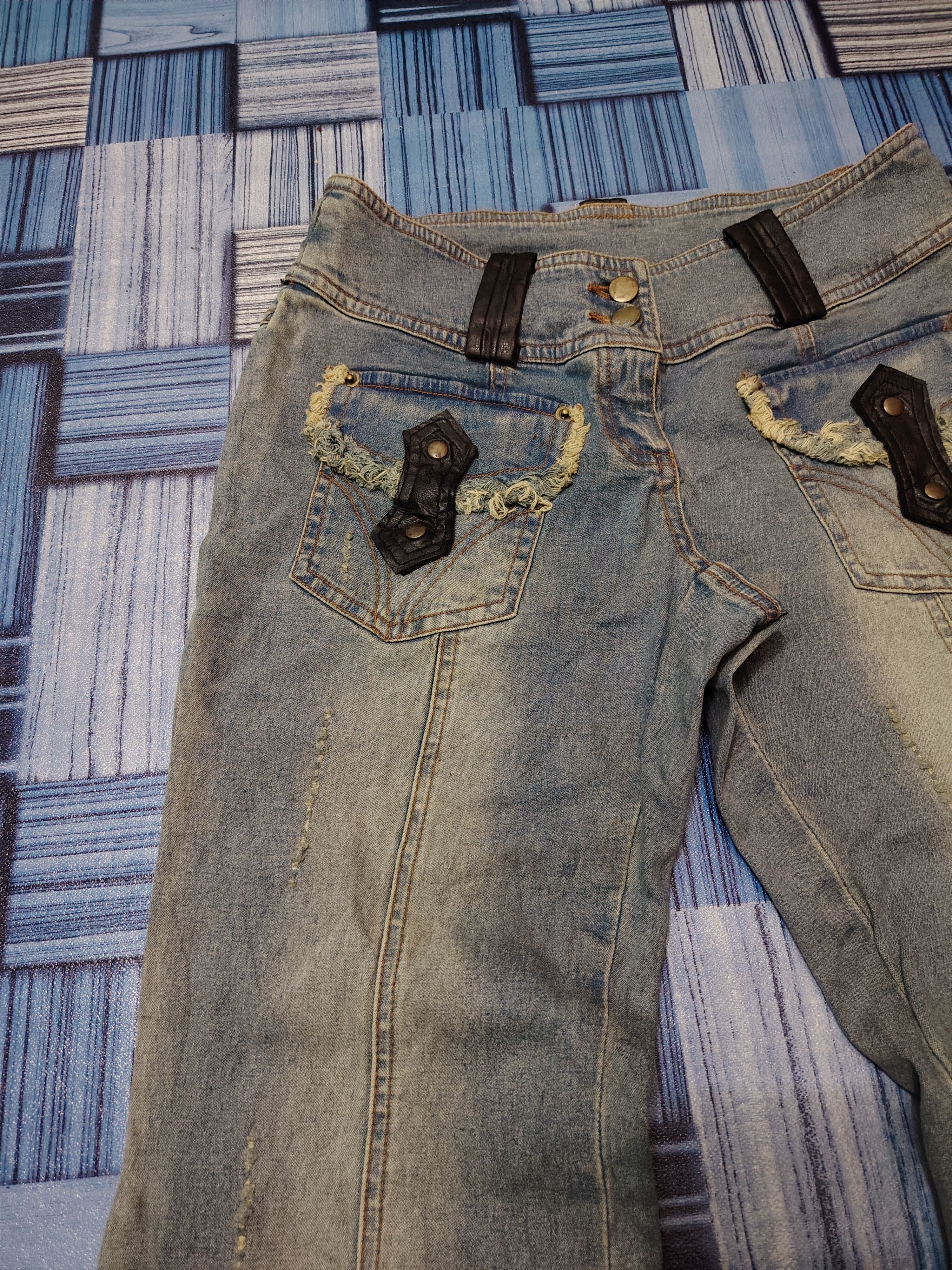 If Six Was Nine × Japanese Brand × Tornado Mart Insane 90s Poupine Bell Bottom distressed Jeans any patches Size 26" / US 2 / IT 38 - 5 Thumbnail