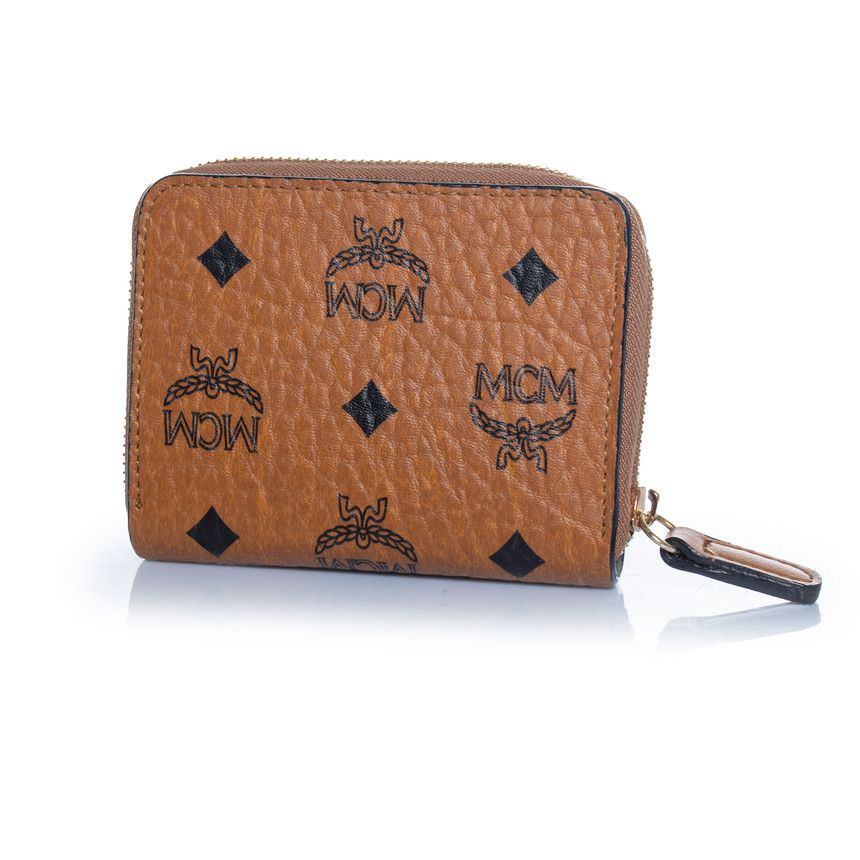 MCM brown zip around wallet in monogram