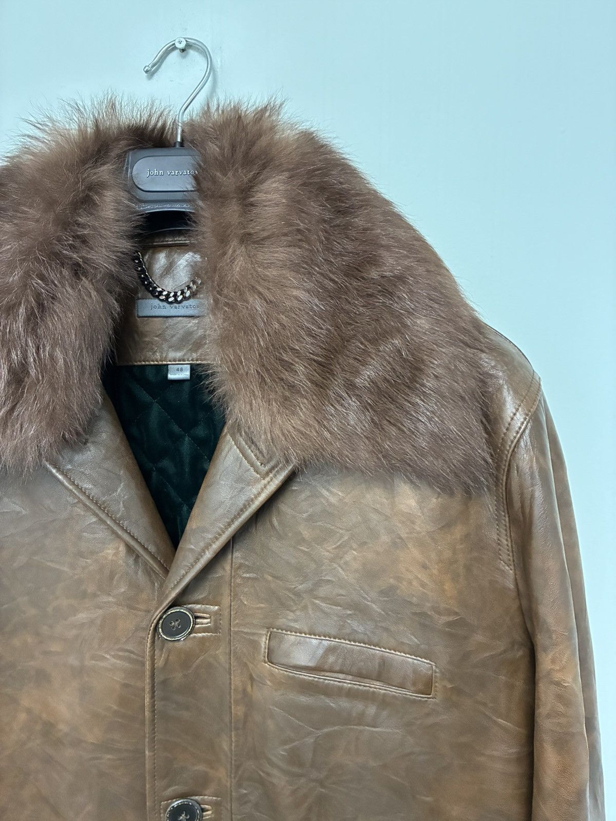 John Varvatos Fox Collar Leather Coat EU 48 USA 38 Size US M / EU 48-50 / 2 - 6 Thumbnail
