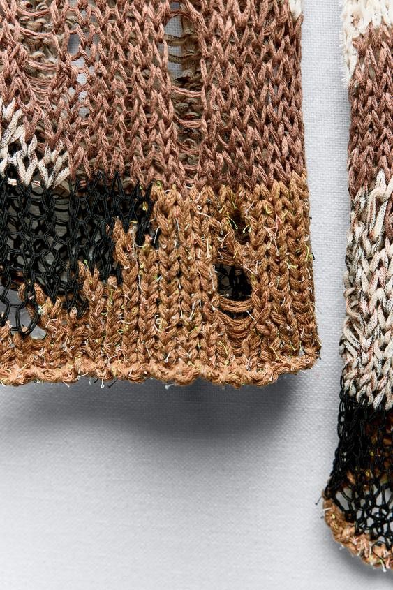 Zara KNIT SWEATER WITH TRIMS Size M / US 6-8 / IT 42-44 - 2 Thumbnail