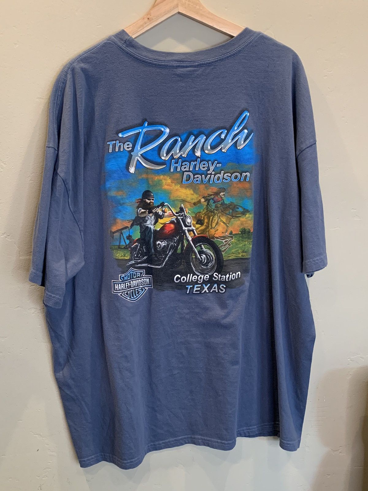 Harley Davidson × Vintage *RARE* Harley Davidson Ghost Rider College Station TX Shirt Size US XXL / EU 58 / 5 - 1 Thumbnail