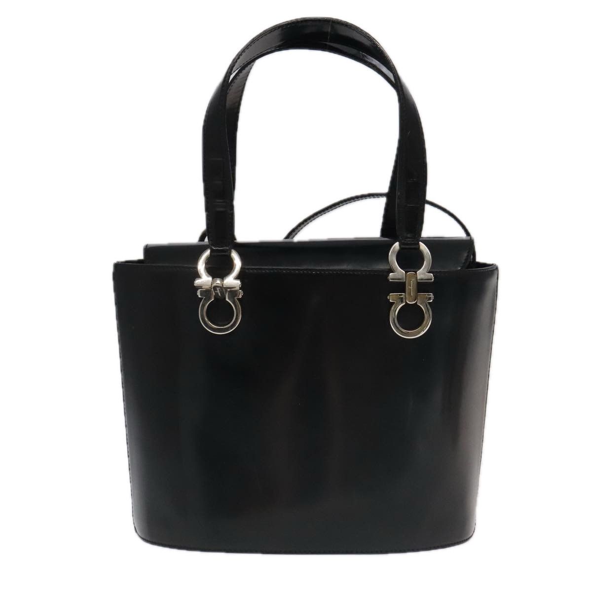 Gancini Black Leather Handbag (Pre-Owned)