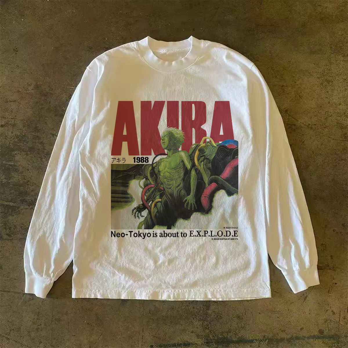 Vintage White Casual Retro Long-Sleeve T-Shirt with Monster Print Size US M / EU 48-50 / 2 - 1 Thumbnail