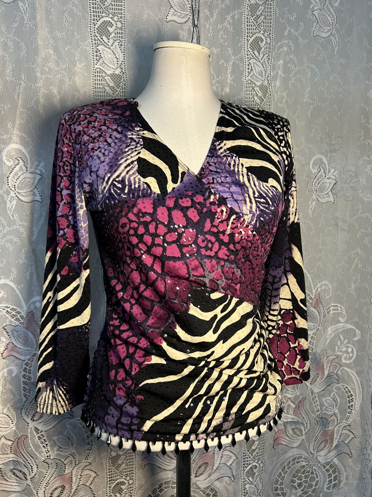Other vintage MSK 2000s whimsy purple print top Size S / US 4 / IT 40 - 1 Thumbnail