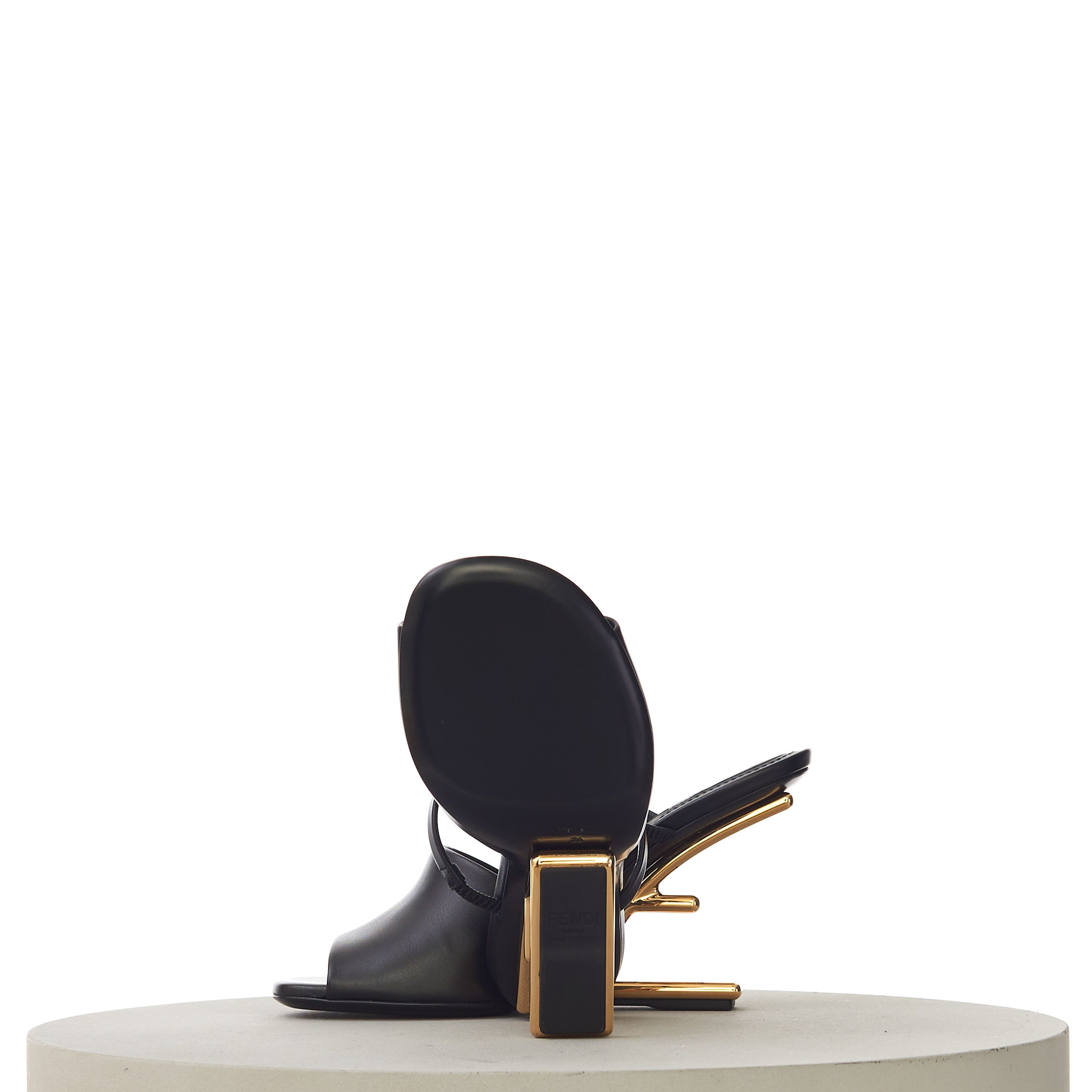 Fendi Black Leather FIRST High-Heeled Sandals With F-Shaped Heel Size US 7.5 / IT 37.5 - 10 Thumbnail