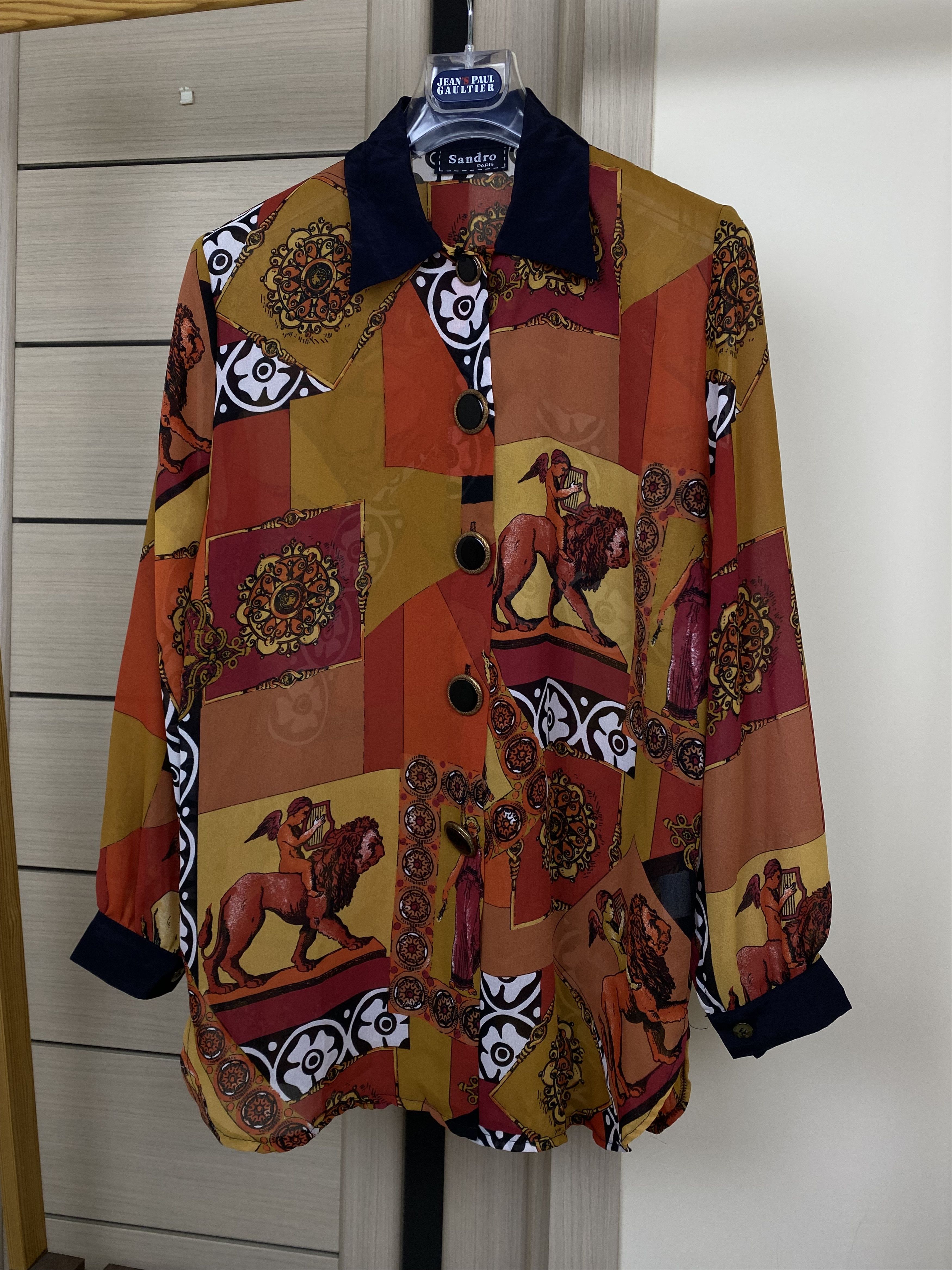 Sandro Vintage 70s 80s Sandro Paris barocco Button Up Shirt Size M / US 6-8 / IT 42-44 - 3 Thumbnail