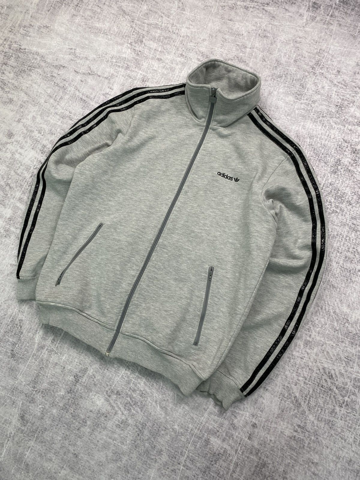 Adidas × Vintage Vintage gray Adidas logo three stripes zip sweatshirt Size US L / EU 52-54 / 3 - 2 Thumbnail