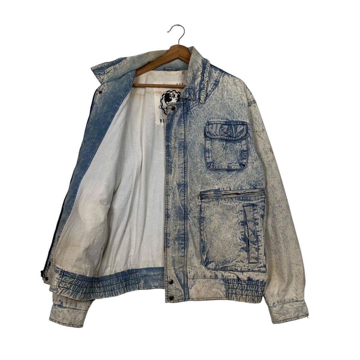Vintage NORTH BAY World Travel Washed Denim Jacket #2433-C109 Size US M / EU 48-50 / 2 - 9 Thumbnail