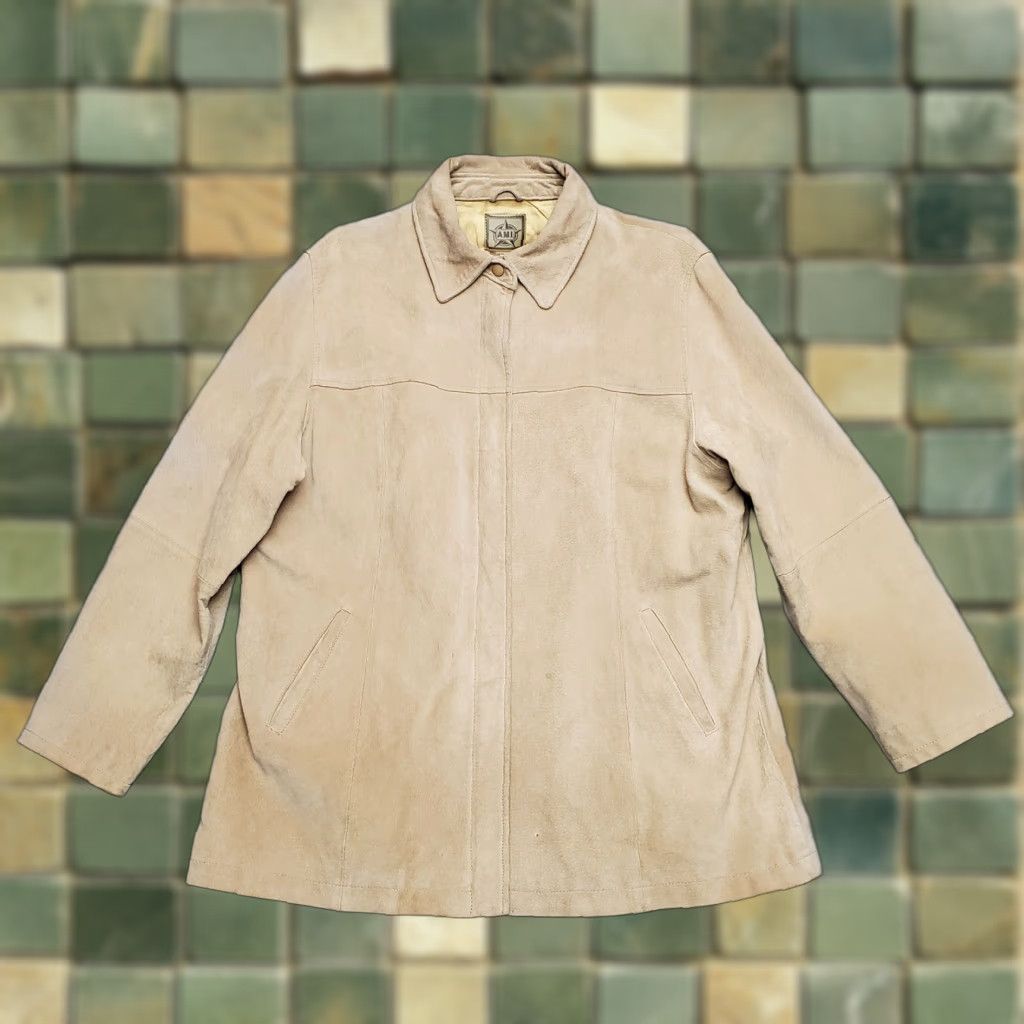 Vintage VINTAGE AMI Leather Jacket Womens XL Beige 100% Leather Satin Lined Outdoor Casual Size XL / US 12-14 / IT 48-50 - 1 Thumbnail