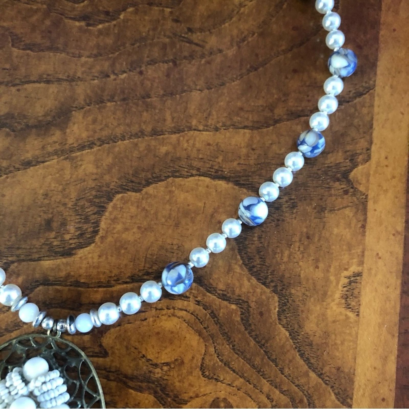 Handmade Handcrafted repurpose cal-silica pearl necklace Size ONE SIZE - 10 Thumbnail