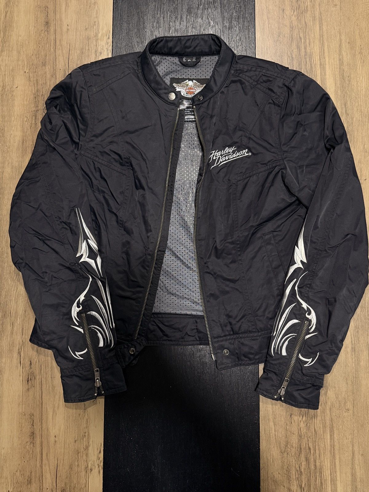 Harley Davidson Harley-Davidson Women Moto Nylon Embroidered Flames Jacket S Size S / US 4 / IT 40 - 3 Thumbnail