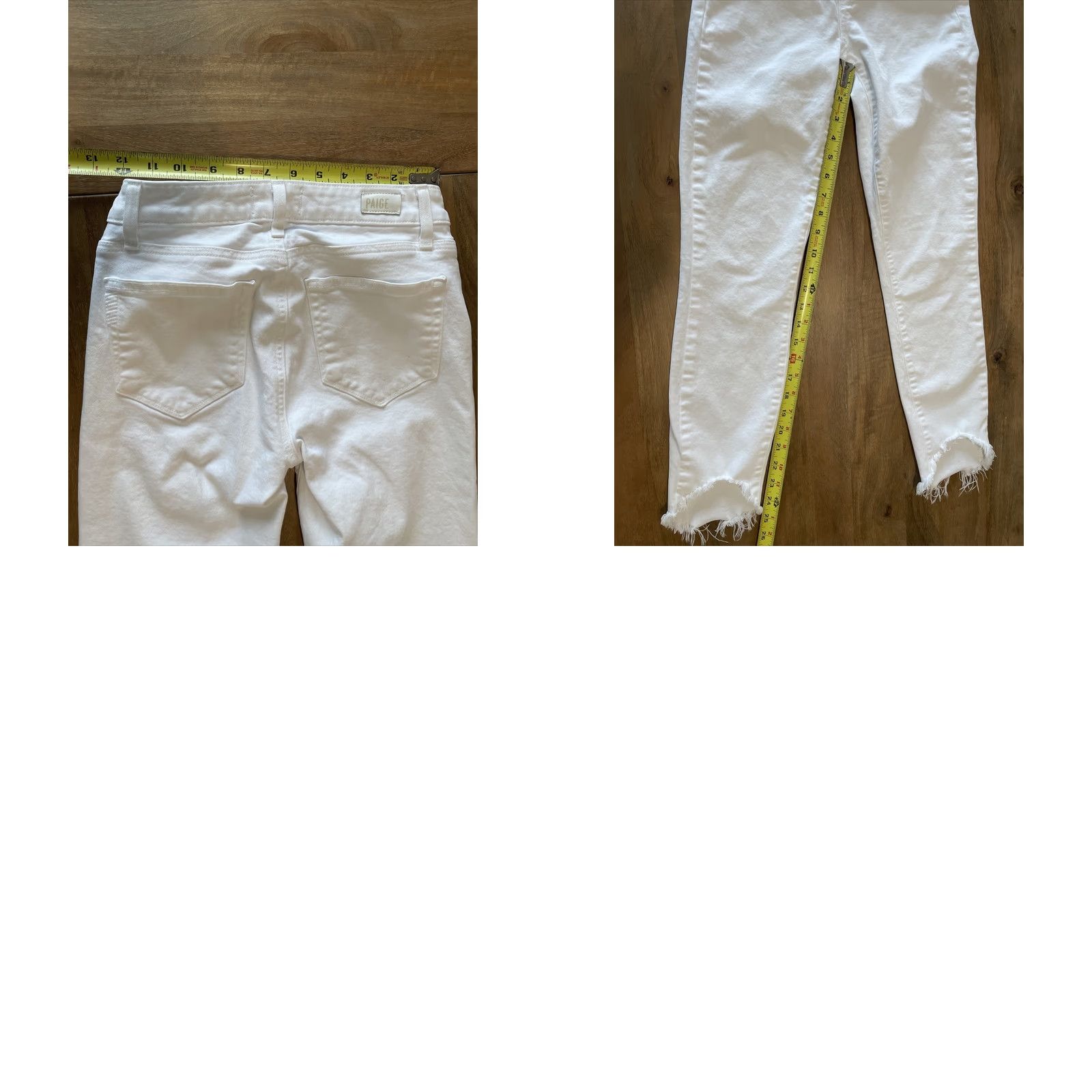 Paige Paige Verdugo Crop Jeans White Denim Slim 24 Womens USA Cropped Distressed Logo Button Zip Inseam 25 Size 42" / US 20 - 8 Thumbnail