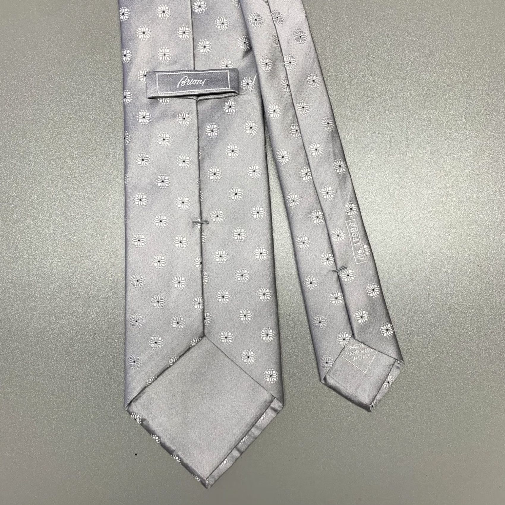 Brioni BRIONI Grey White Floral Silk Tie Size ONE SIZE - 2 Thumbnail