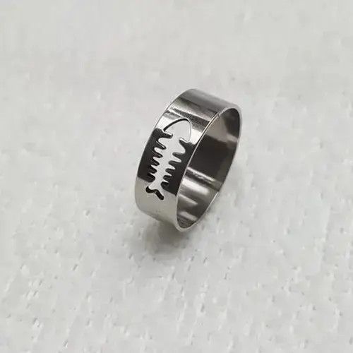 American Edition x Jewelry Silver Fish Skeleton Punk Ring Size - 8 Rgn-657, Men's