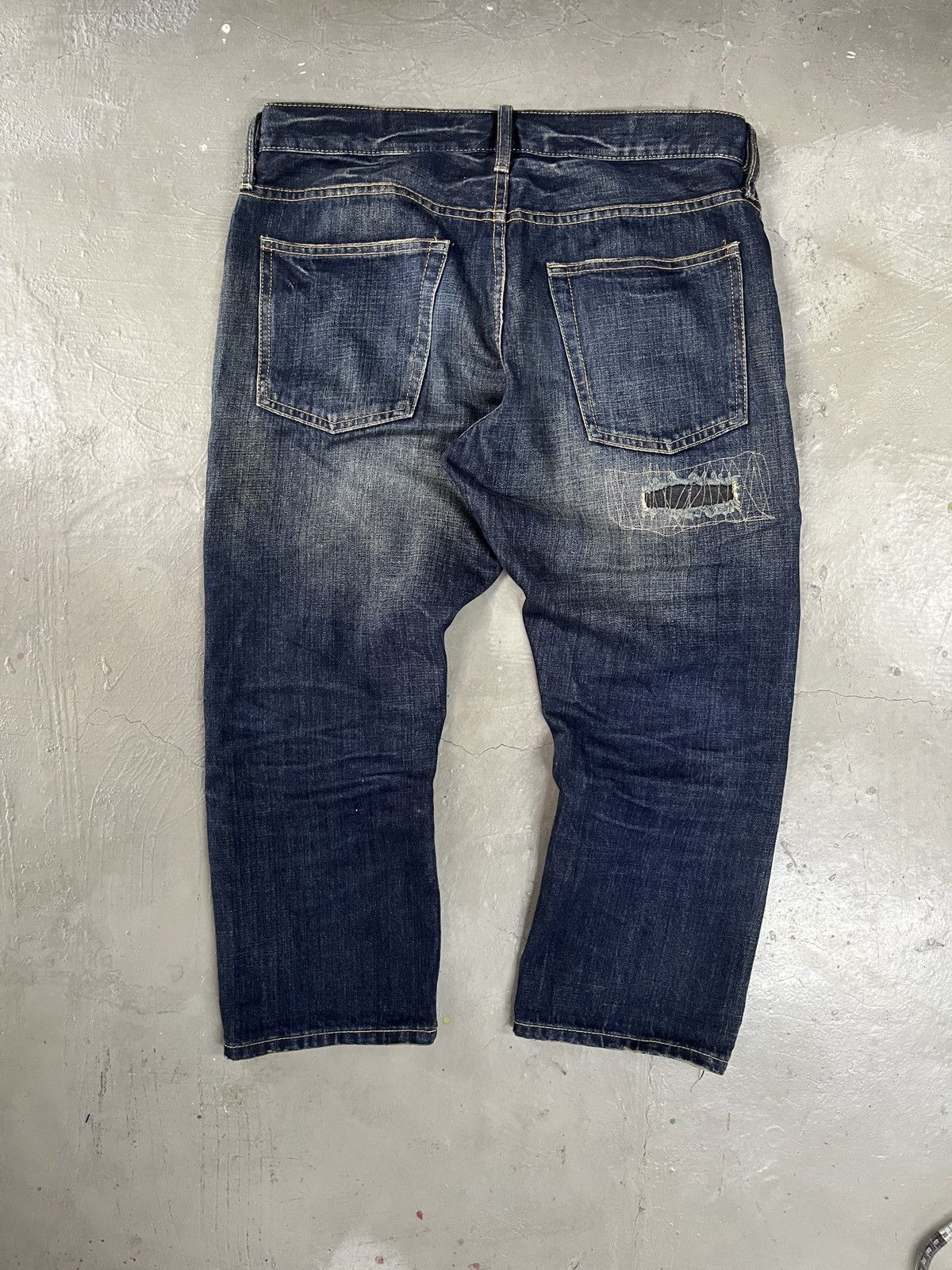 Japanese Brand Distressed Back Number Boro Sashiko Style Patchwork Capri Size US 34 / EU 50 - 2 Thumbnail
