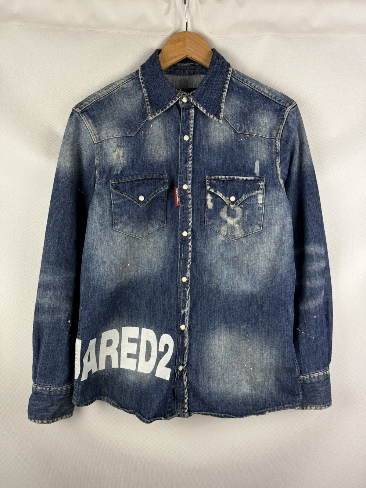 Dsquared2 Dsquared Ladies Big Logo Graphic Print Denim Button Up Shirt Size M / US 6-8 / IT 42-44 - 1 Thumbnail