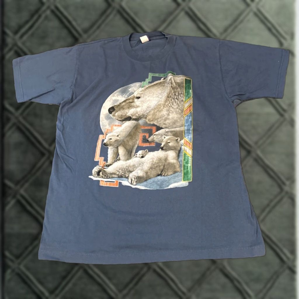 Vintage VINTAGE Polar Bear Nature Animal Earth Winter Art Blue XL T-Shirt Men XL Size US XL / EU 56 / 4 - 1 Thumbnail