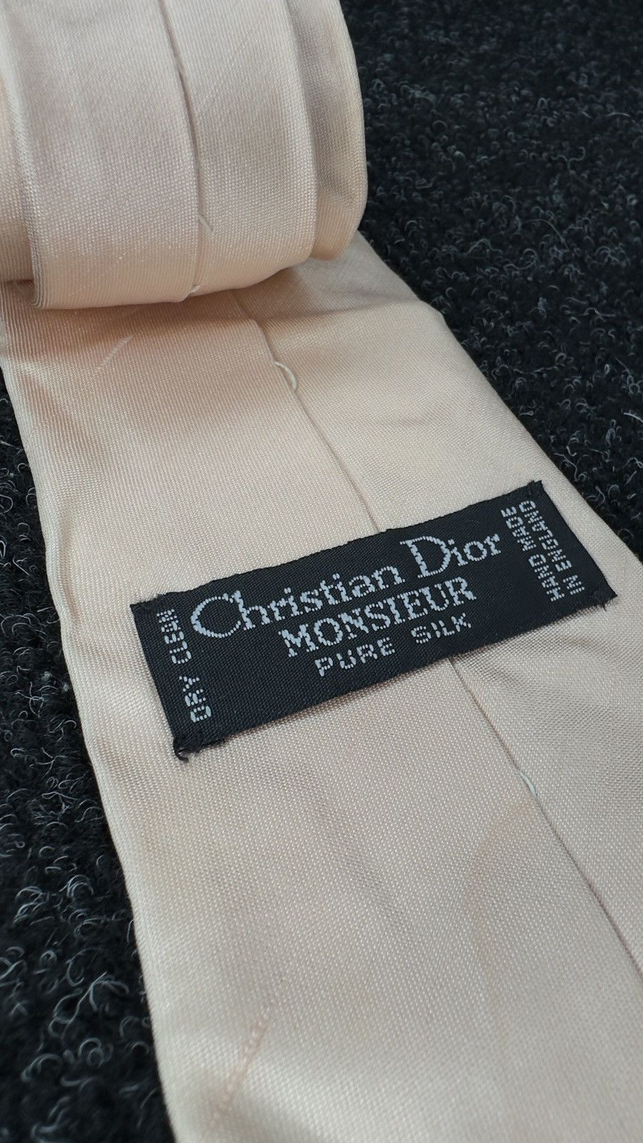 Christian Dior Monsieur Christian Dior Beige Gold Monogram Silk Tie Made in England Size ONE SIZE - 4 Thumbnail