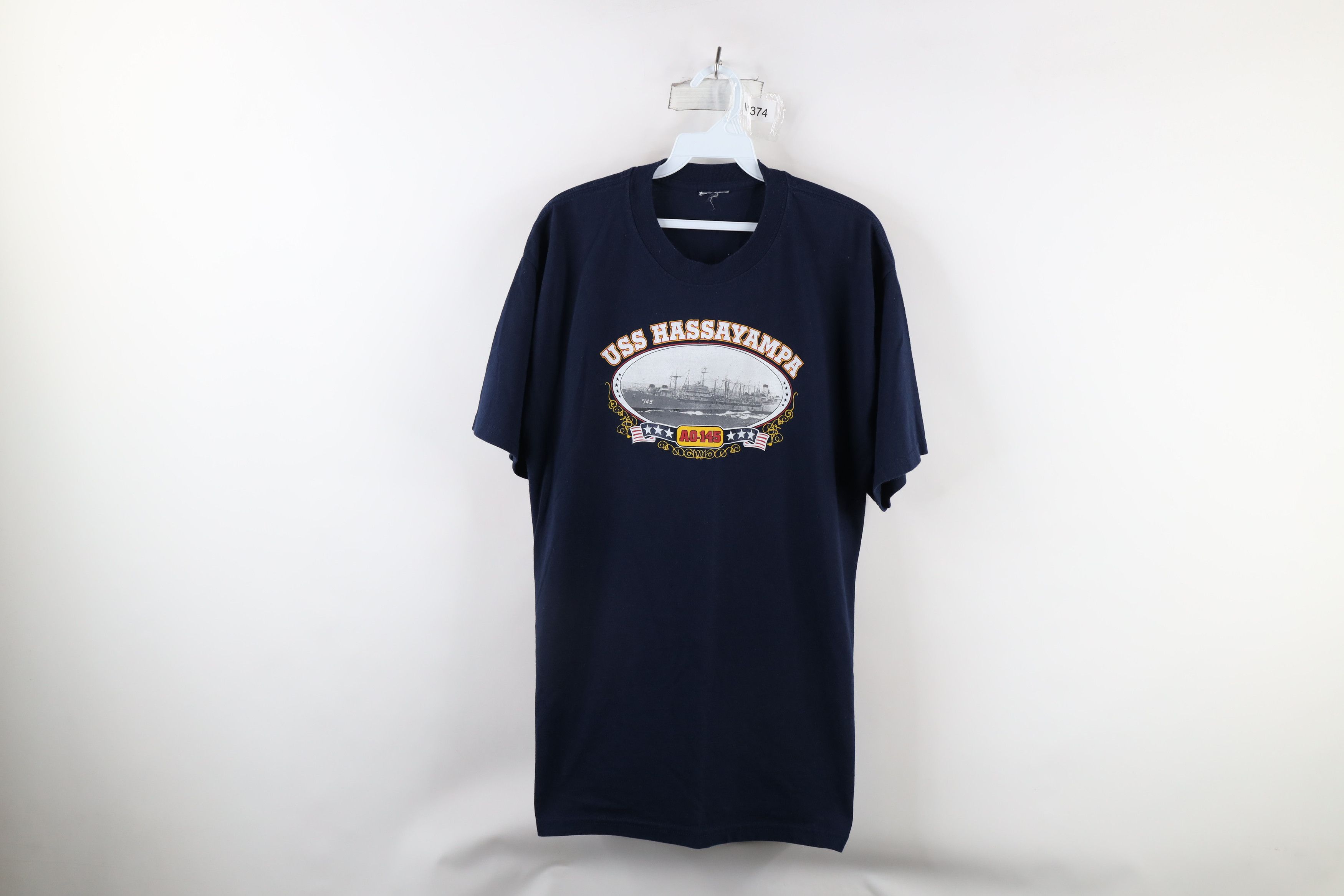 Vintage Vintage 90s Spell Out USS Hassayampa AO 145 War Ship T-Shirt Size US M / EU 48-50 / 2 - 1 Thumbnail