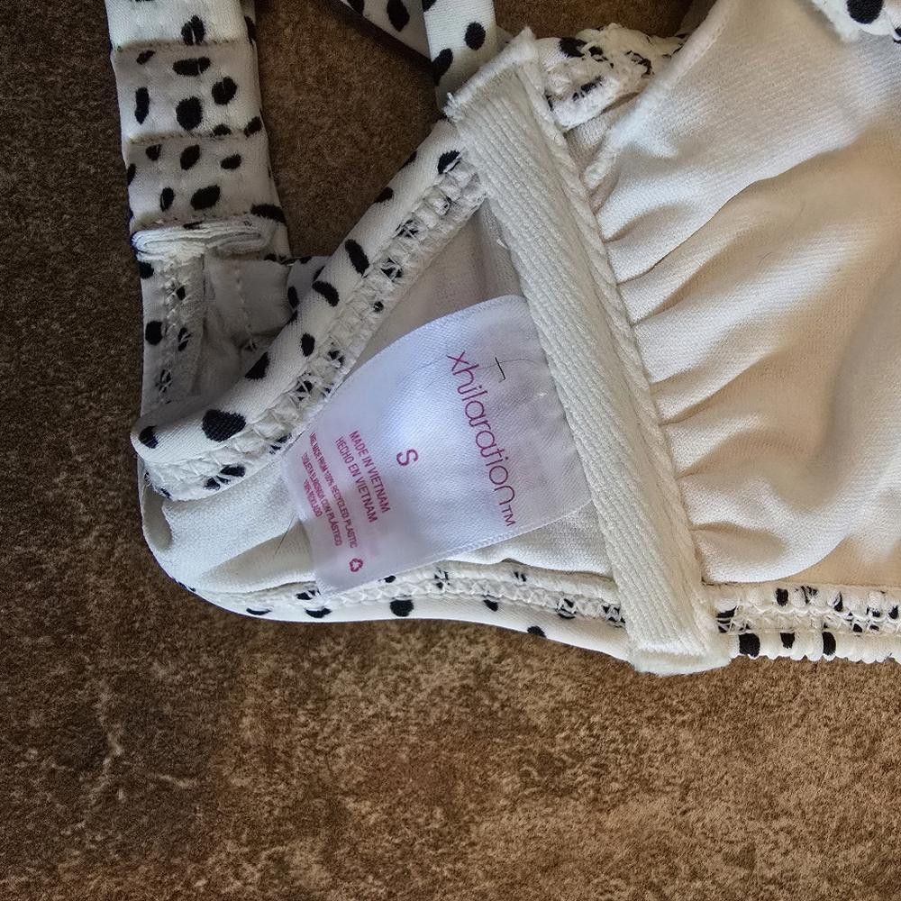 Designer White Black Speckled XHLN Bikini Top Size ONE SIZE - 4 Thumbnail
