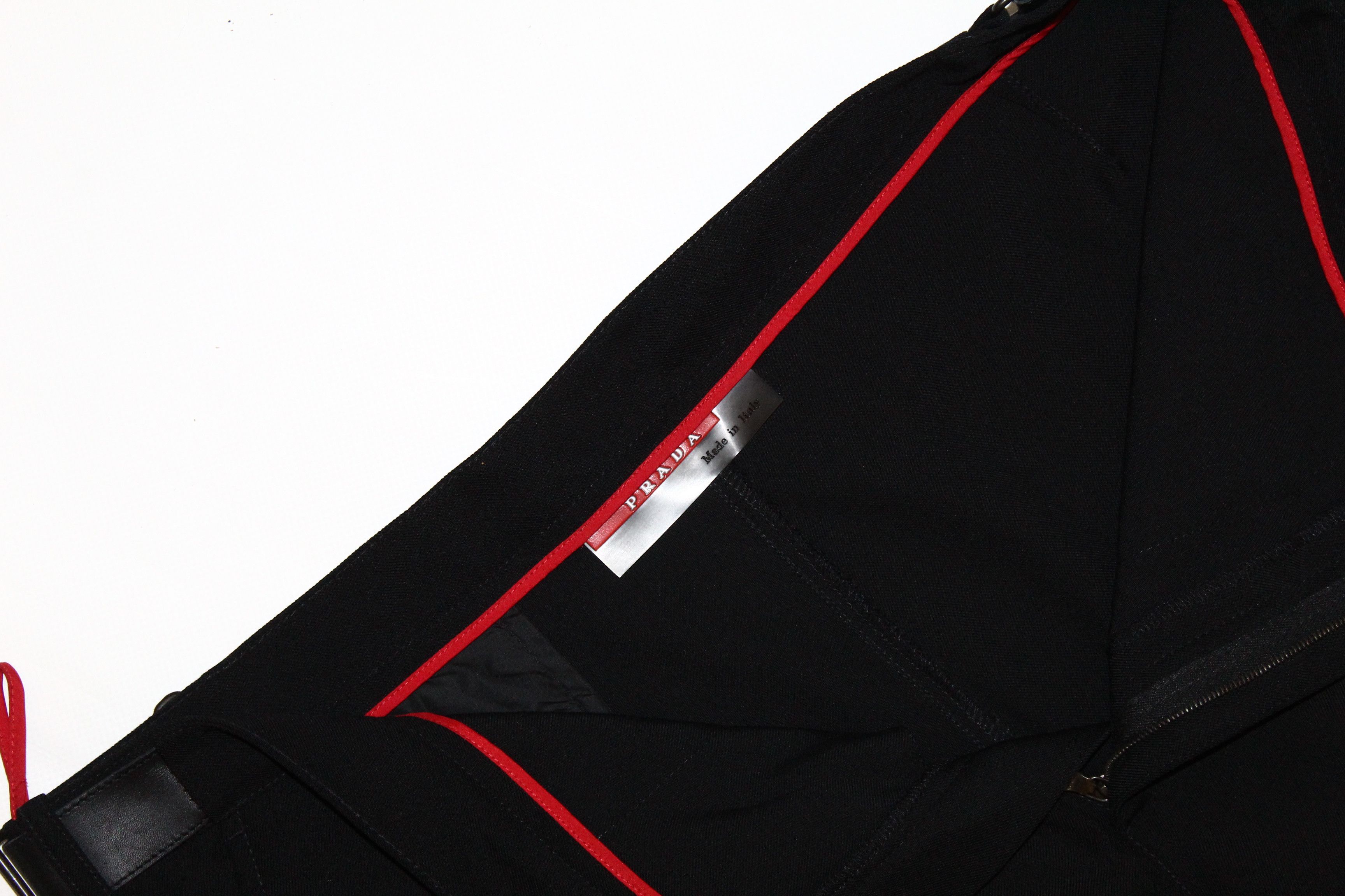 Prada Prada Linea Rossa Wide-leg Wool Twill Pants Pintuck Leather Size US 38 / EU 54 - 6 Thumbnail
