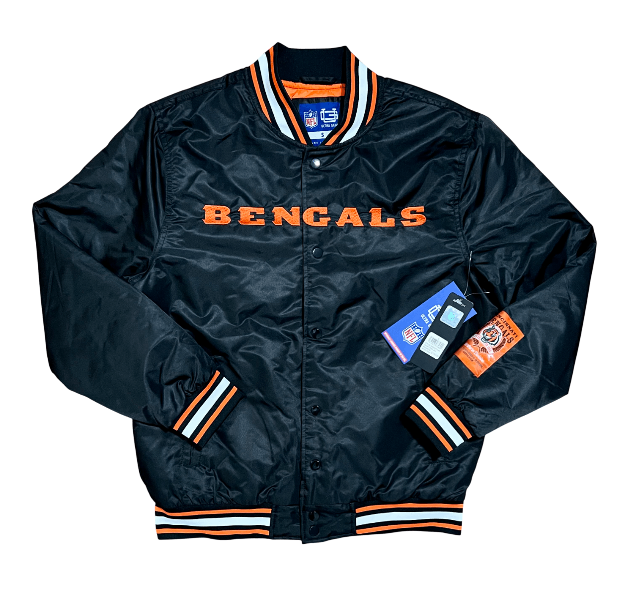 Cincinnati Bengals Ultra Game Button Up Black Jacket, Men's