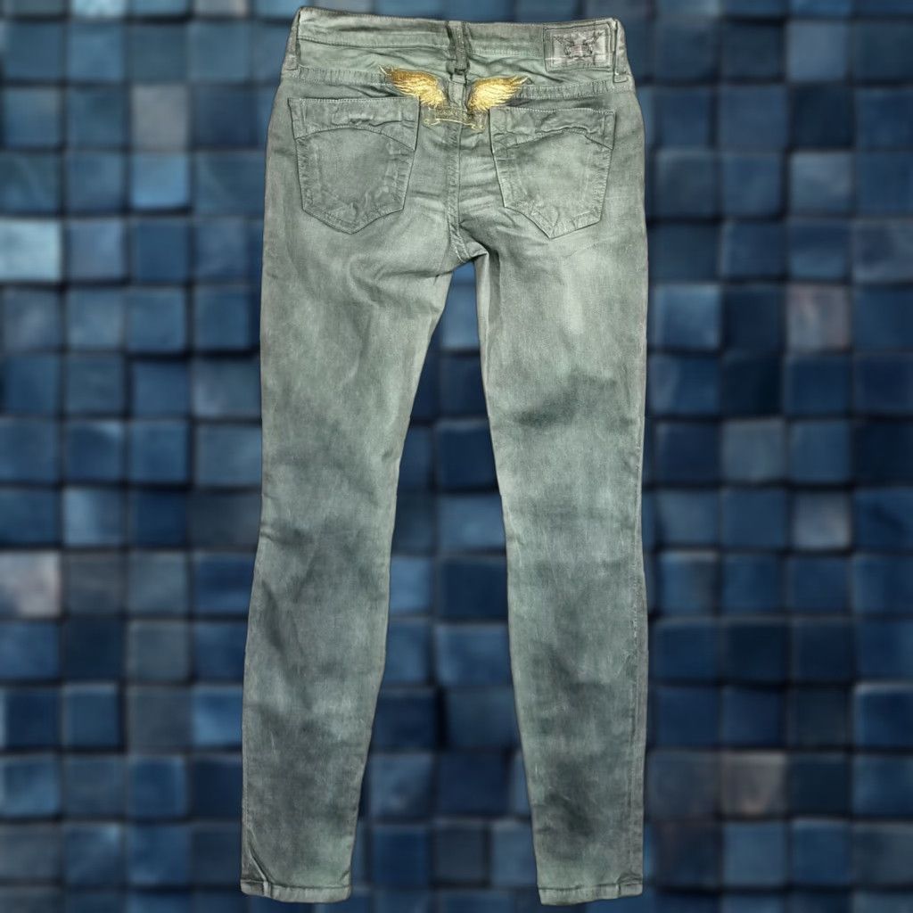 VINTAGE Robin's Jeans Women's Skinny Fit 28 Green Denim Grunge 90s