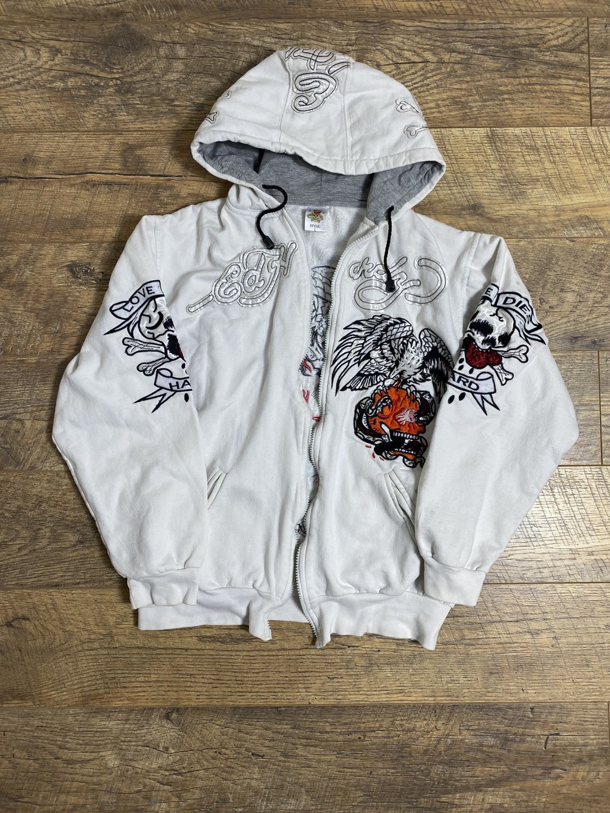 Ed Hardy Ed Hardy Style All-Over Embroidery Hoodie Y2K Retro Rare Size L / US 10 / IT 46 - 1 Thumbnail