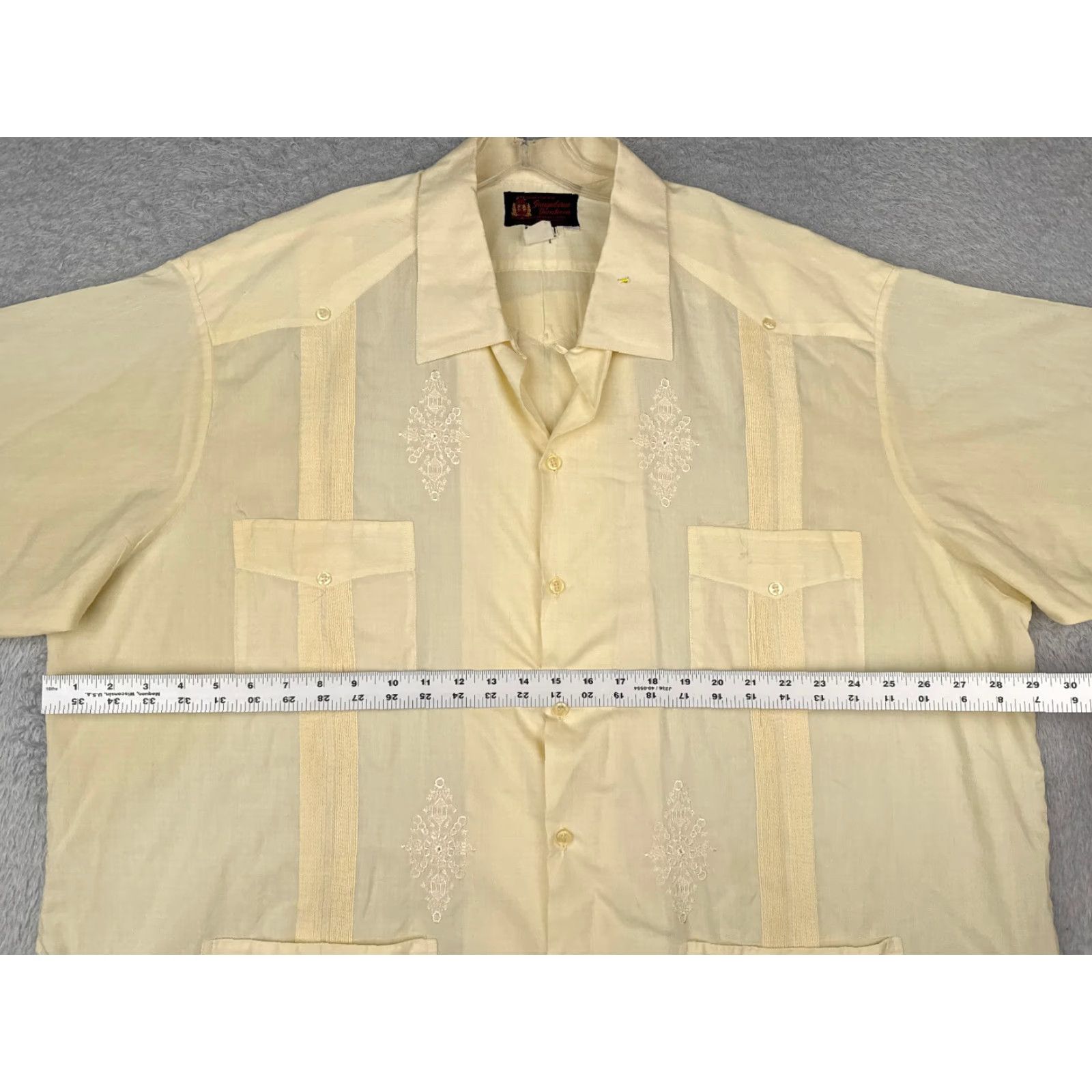 Vintage Guayaberas Yucatecas Shirt Adult 4XL XXXXL Yellow Polyester Blend 4 Pocket Size US XXL / EU 58 / 5 - 7 Thumbnail