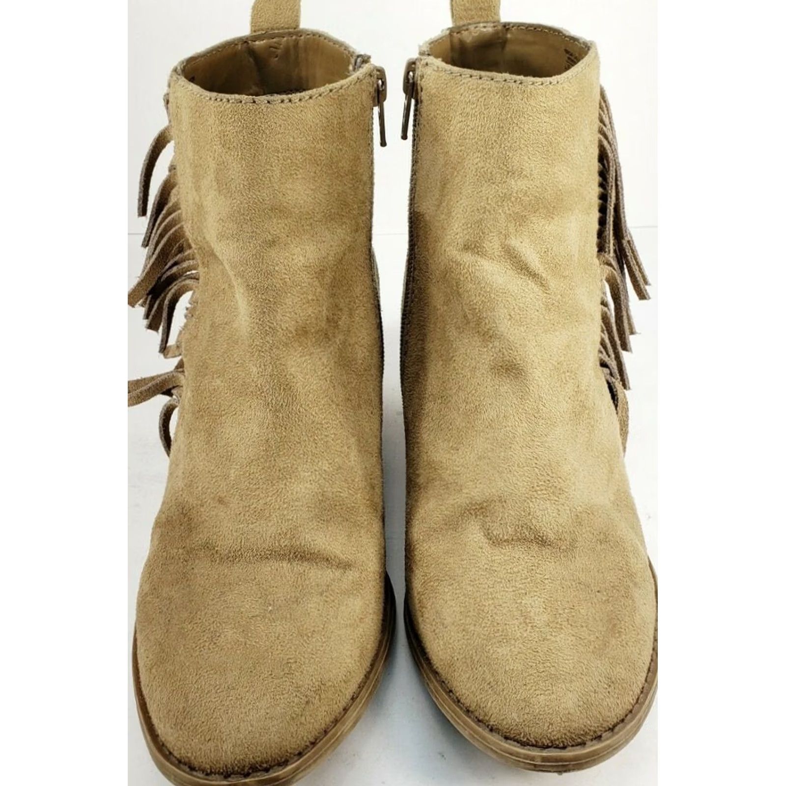 American Eagle Outfitters American Eagle Women's Fall Fringe Side Zip Ankle Booties Faux Suede Size 8 Tan Mid Heel Western Casual Boots Womens Size ONE SIZE - 4 Thumbnail
