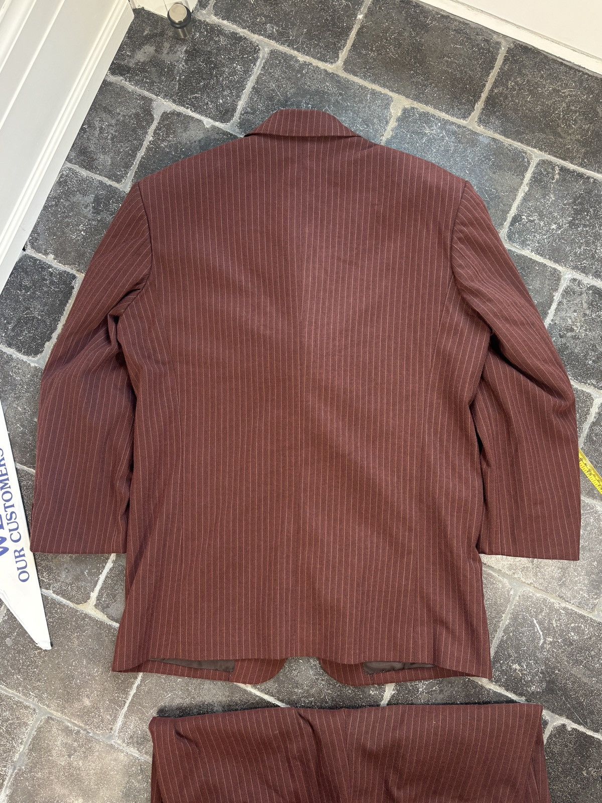 Vintage Bespoke Vintage Suit Two Piece 2pc Stripe Mobster Zoot Suit Size 44S - 6 Thumbnail