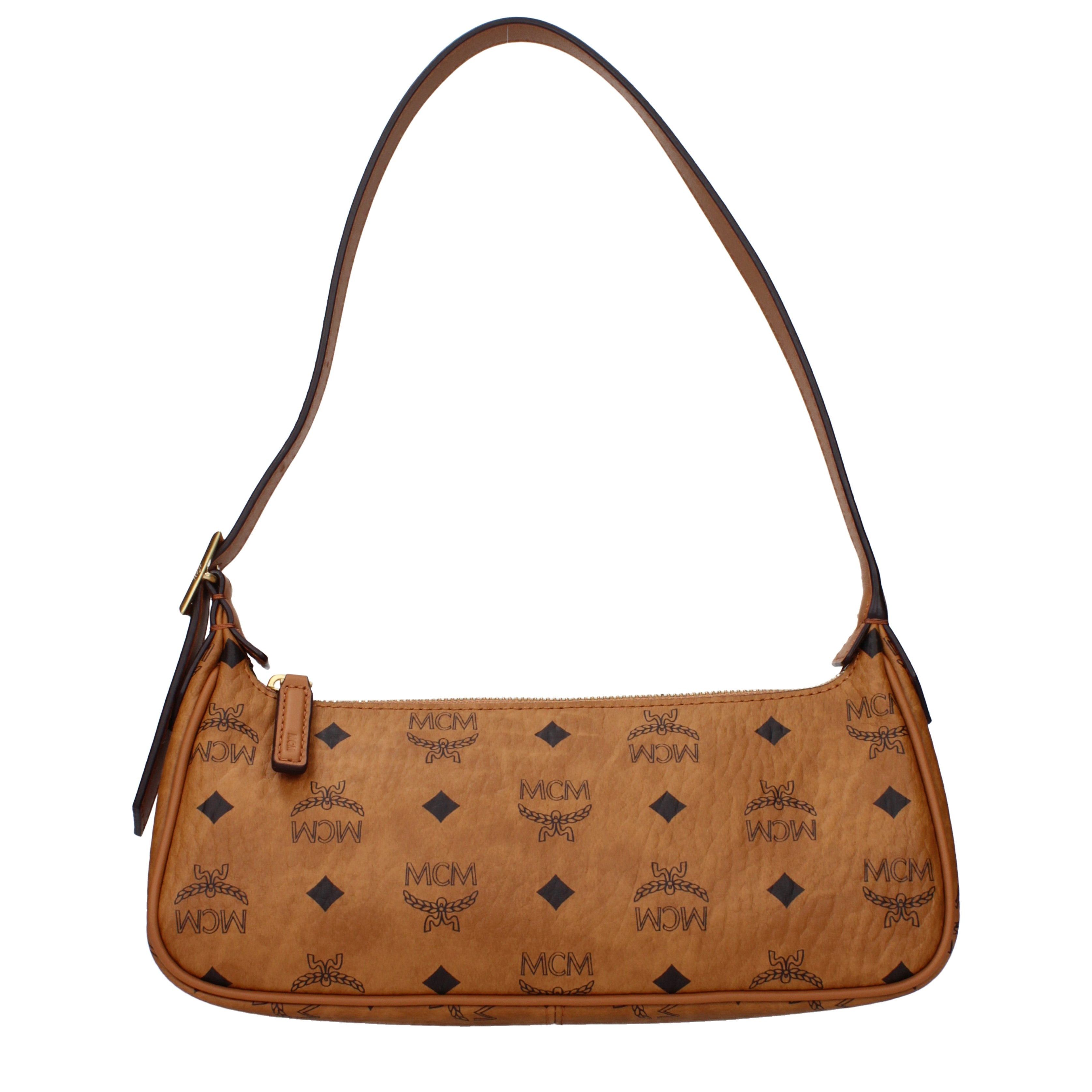 MCM Shoulder Bag In Leather in Brown, Women's
