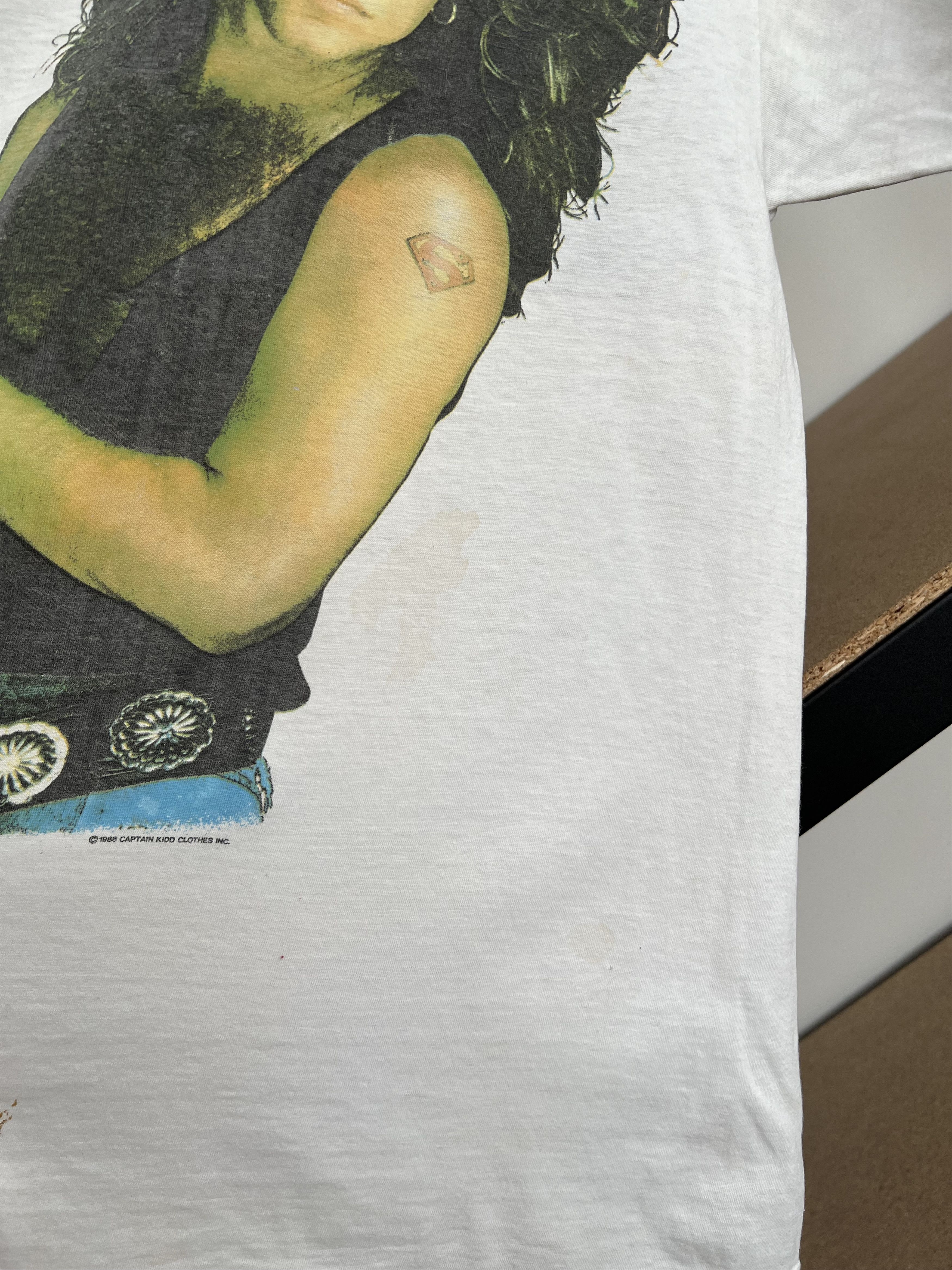 Band Tees Vintage 1988 Bon Jovi The Brotherhood 80s White T-shirt Size US L / EU 52-54 / 3 - 11 Thumbnail