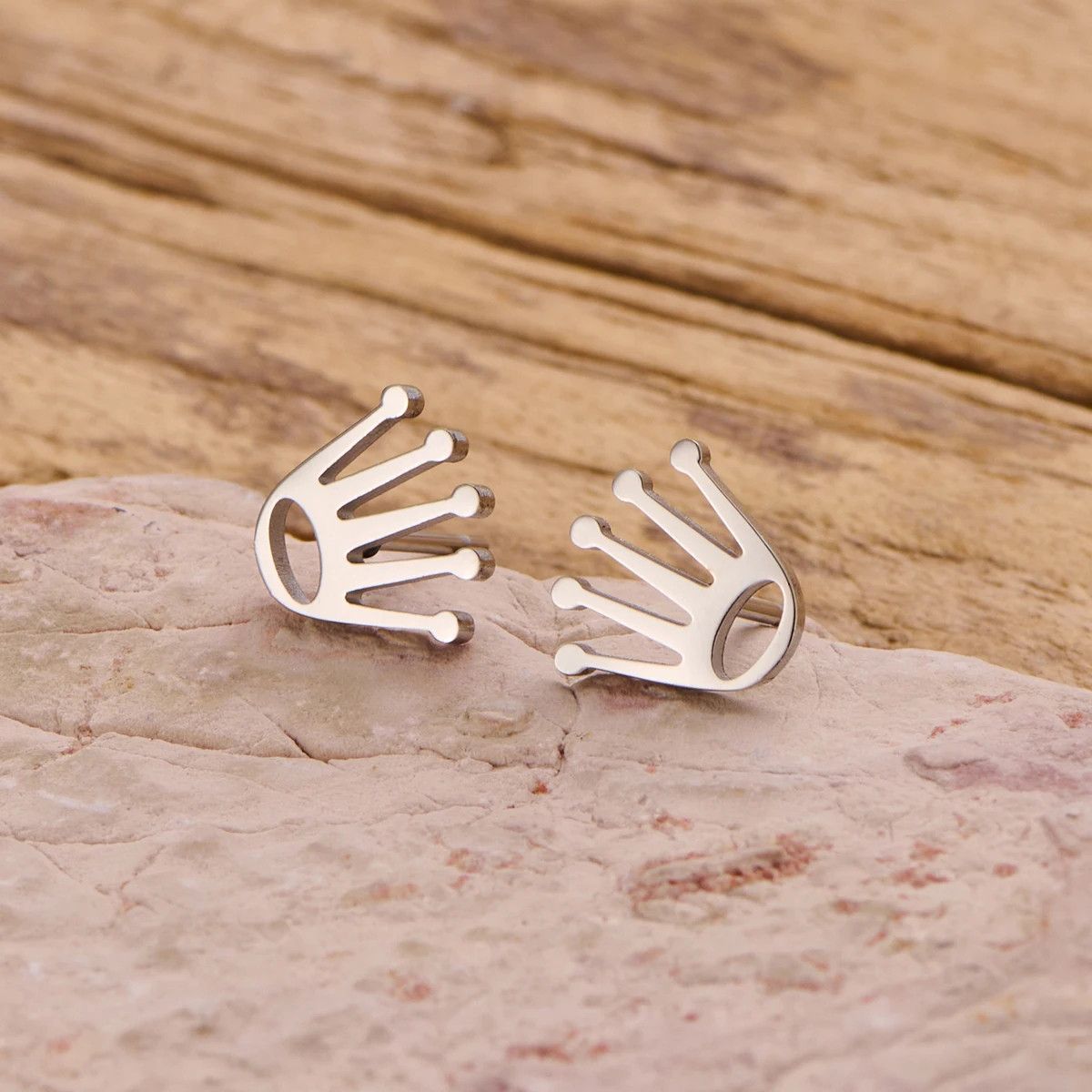 Jewelry Mini Crown Stud Earrings Charm Earring Gift Size ONE SIZE - 1 Preview